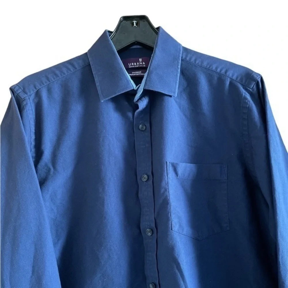 Urbana Celestial Men’s Dress Shirt Egyptian Cotton‎ Navy Large Office Interview
